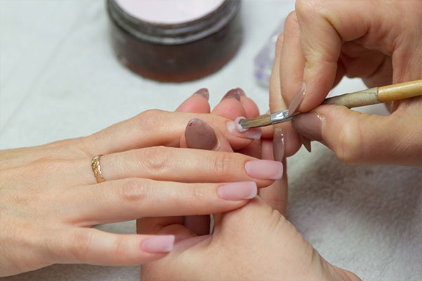 Application of Nail Tips with Acrylic